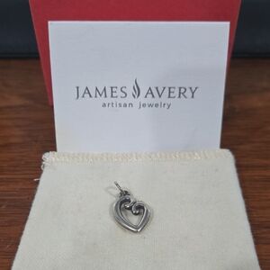 James Avery Silver Heart Necklace with Swirling Design